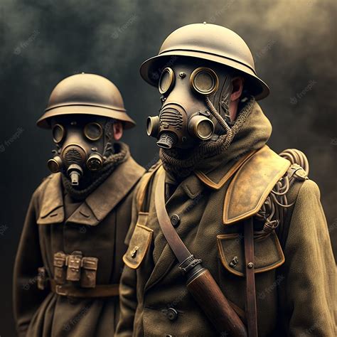 Premium Photo | Soldier wearing gas mask
