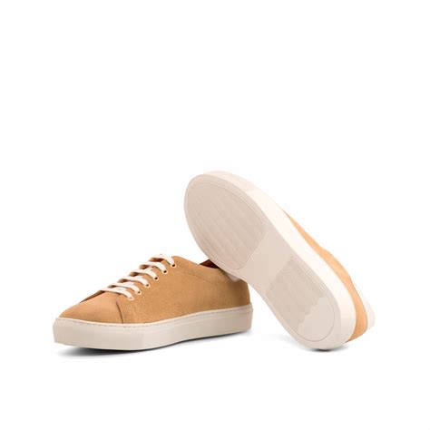 Lugo Cupsole Trainer – Made in Spain | Sand Suede & White Leather