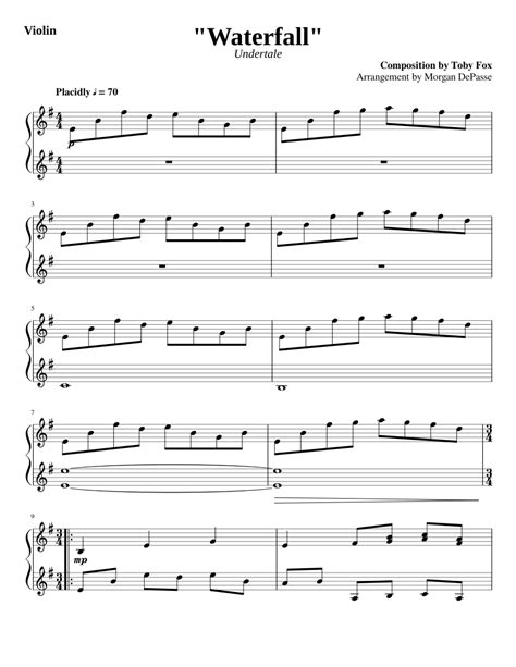 Undertale Waterfall Violin Duet Sheet Music For Piano Download Free In Pdf Or Midi