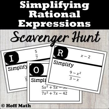 Simplifying Rational Expressions SCAVENGER HUNT By Hoff Math TPT