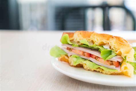 Waffle ham cheese sandwich stock photo. Image of healthy - 111691274