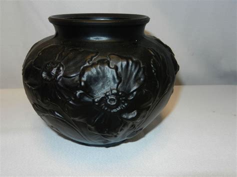 Vintage Tiffin Glass Poppy Flower Black Amethyst Vase My Grandmother Had One Ruby Lane