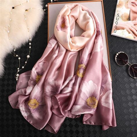 Foulard en soie 100 naturelle imprimé pour femme de 180x90 cm écharpe