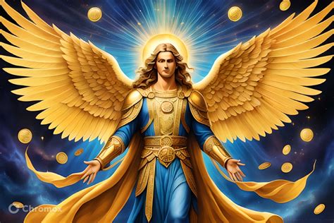 AI Art The Angel Of Money With Golden Wings And Coins In His Hands By