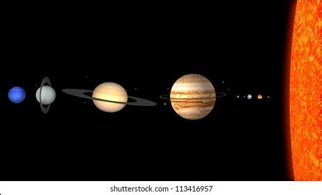 solar system real scale objects illustrazione stock