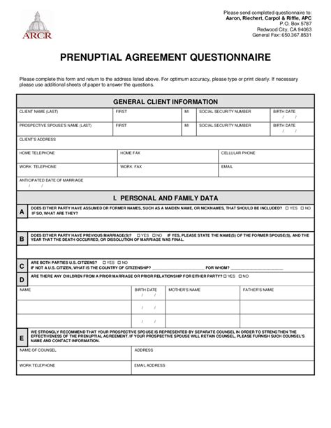 Free Printable Prenup Forms Printable Forms Free Online