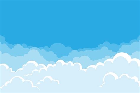 Premium Vector | Vector illustration of blue sky with white clouds ...