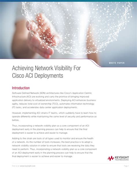 Achieving Network Visibility For Cisco Aci Deployments Pdf Asset Page