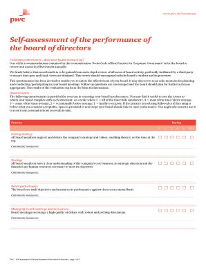 Fillable Online Pwc Assessment Of The Effectiveness Of The Board Pwc