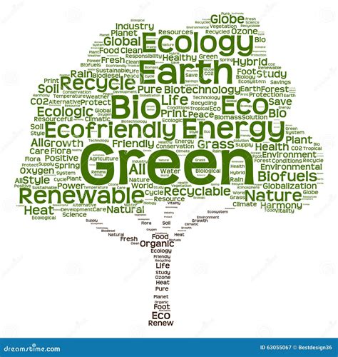 Conceptual Green Ecology Tree Word Cloud Stock Illustration Image