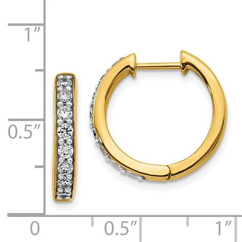 14k Yellow Gold Diamond Hinged Hoop Earrings Ebay