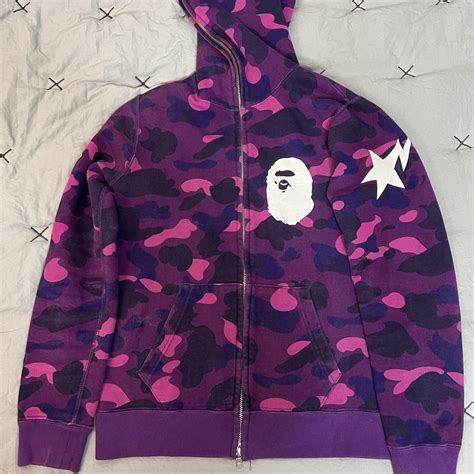 Authentic BAPE Purple Camo Jacket Full-Double zip... - Depop