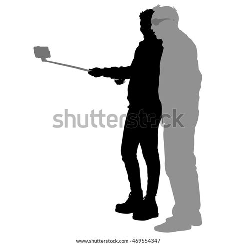 Silhouettes Man Woman Taking Selfie Smartphone Stock Vector Royalty Free 469554347 Shutterstock