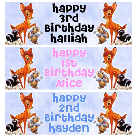 2 X Disney Bambi Personalised Birthday Banners Disney Bambi