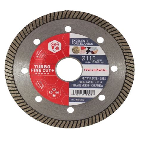 Disco Diamante MUSSOL 115 mm Turbo Fine Cut Porcelánico EVO