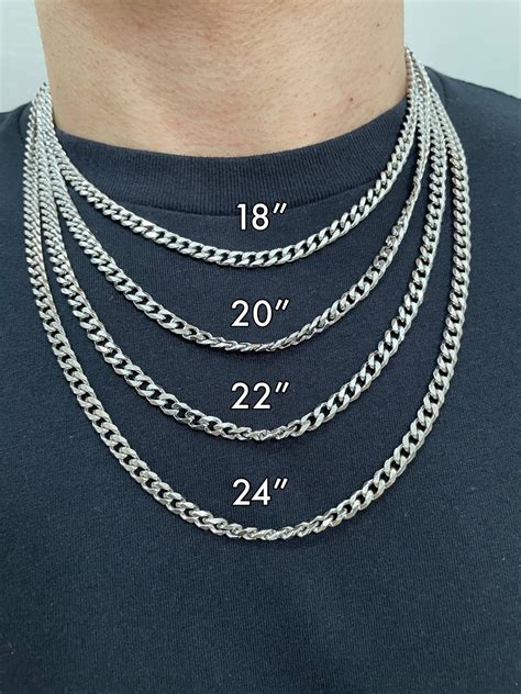 Silver Mm Cuban Link Chain Necklace Stainless Etsy