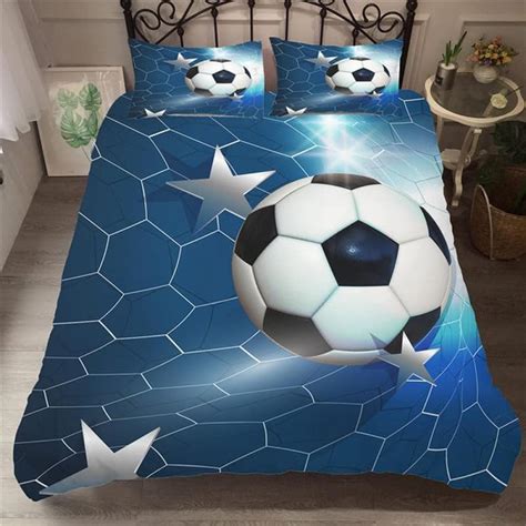 Parure De Lit X Enfant Football Bleu Housse De Couette Personne