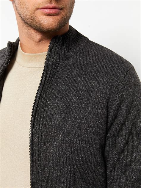 Cardigan En Tricot Pour Hommes Manches Longues Et Col Vertical