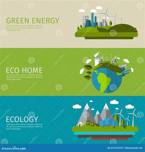 Ecology Flat Banner Set Stock Vector Illustration Of Ecology 213191470