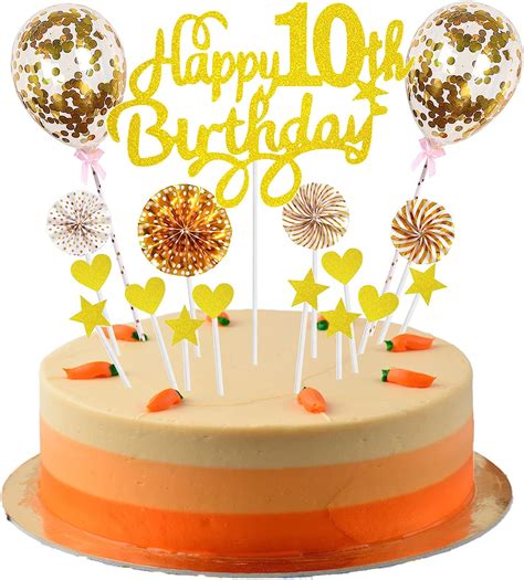 Tortendeko Junge 10 Geburtstag Hello 10 Cake Topper Gold Mit Herz