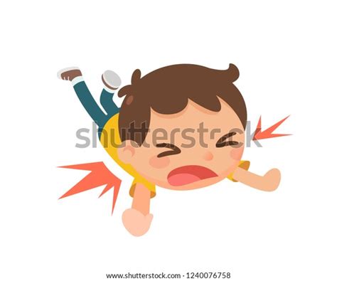 Kid Falling Floor Flat Character Design Vetor Stock Livre De Direitos