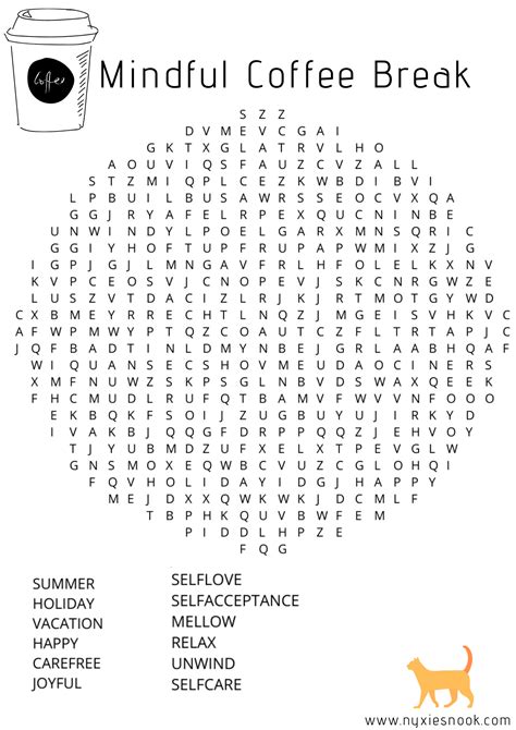 Mindfulness Word Search Printable Word Search Printable