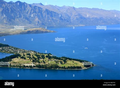 Aerial View Above Queenstown From Top Of The Skyline Gondola Lift South