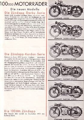 Motor lit de Zündapp 100000 Zündapp Motorräder Prospekt brochure 1933