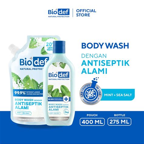 Jual Biodef Natural Protection Mint Sea Salt Paket Body Wash Botol