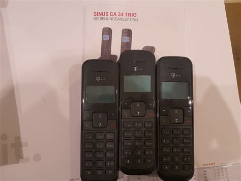 3x Telekom Sinus CA 37 Trio Schwarz Schnurloses Telefon Mit AB Wie Neu