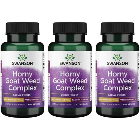 Swanson Horny Goat Weed Complex With Tribulus And Maca 60 Caps 3 Pack