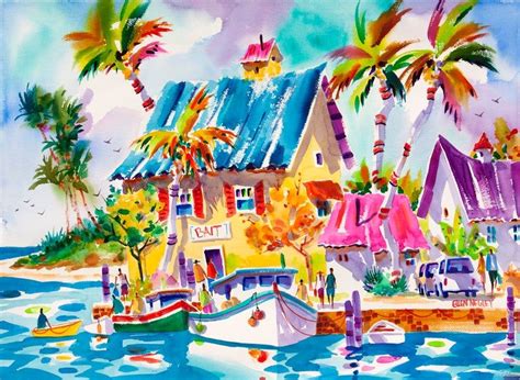 Beach Art Print Beach Painting Key West Art Tropical Watercolor