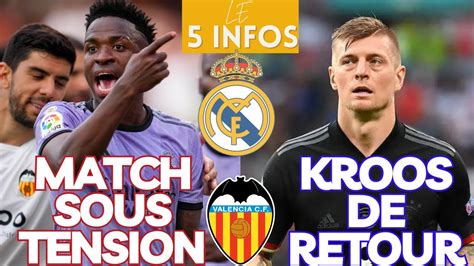 Le 5 Infos REAL MADRID VALENCE Vs REAL MADRID SOUS TENSION KROOS De