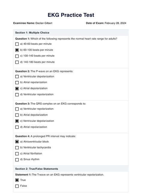 Ekg Practice Test And Example Free Pdf Download