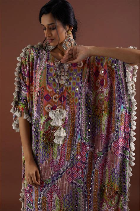 Payal Singhal African Print Crepe Embroidered Kaftan Livethecollective