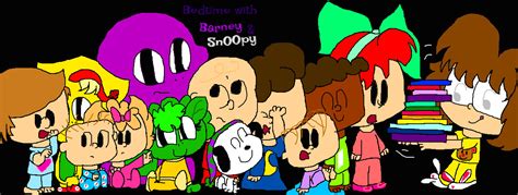 Bedtime With Barney And Snoopy By Livingonlaughs On Deviantart