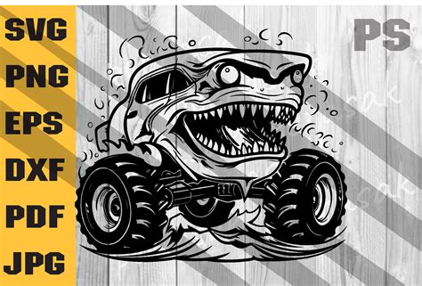 Shark Monster Truck Svg Muscle Car Graphic By Ilukkystore Creative