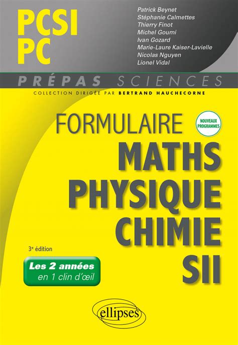 Formulaire Pcsi Pc Maths Physique Chimie Sii Nouveaux