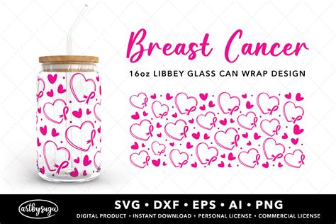 Breast Cancer Libbey Glass Can Wrap Svg Graphic By Artbysugu · Creative