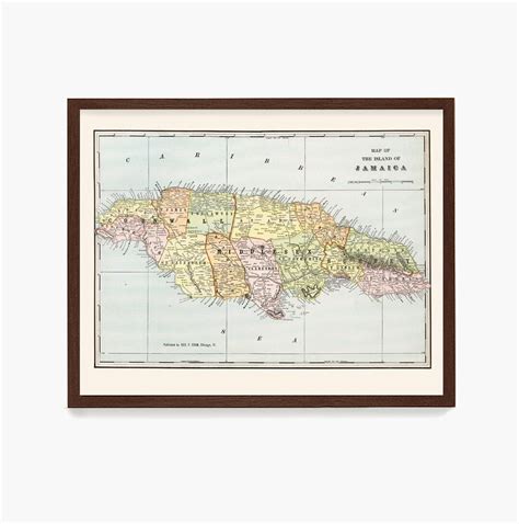 Jamaica Map Art Map Decor Jamaica Poster Jamaican Home Decor