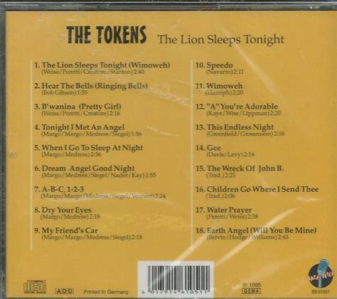 THE TOKENS THE LION SLEEPS TONIGHT CD BRAND NEW CD Greeting LLC