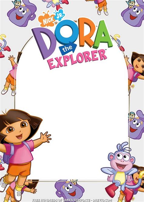 Free 20 Dora The Explorer Birthday Canva Invitation Templates Explorer Birthday Party Dora