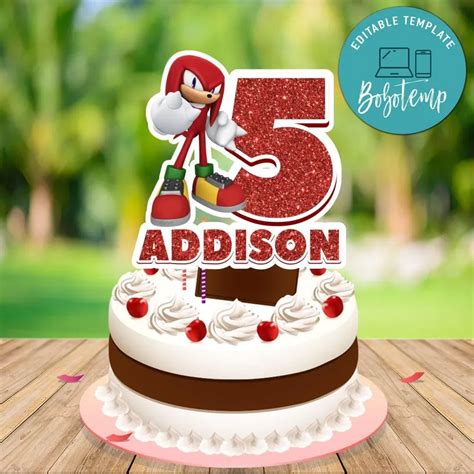 Knuckles Birthday Cake Topper Template Printable Createpartylabels