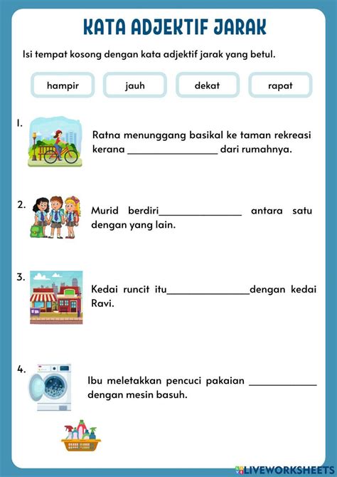 Kata Adjektif Jarak Online Exercise For Live Worksheets