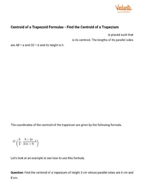 Centroid of A Trapezoid Formula | PDF