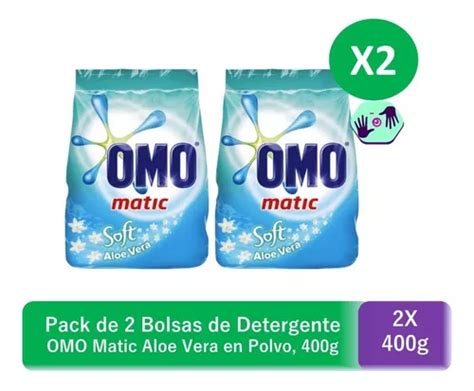 Detergente Polvo Omo Matic Aloe Vera 400g Pack X2 800g Cuotas