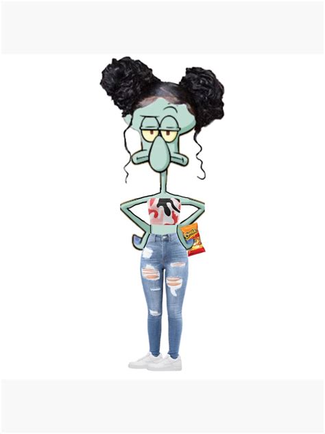 "Cheeto Girl Squidward" Sticker by jeremysstickers | Redbubble