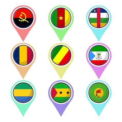 Premium Vector Central African Countries Flags Flat Vector Map