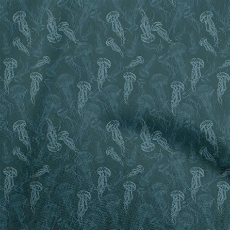 OneOone Velvet Dark Teal Green Fabric Sea Sewing Material Print Fabric