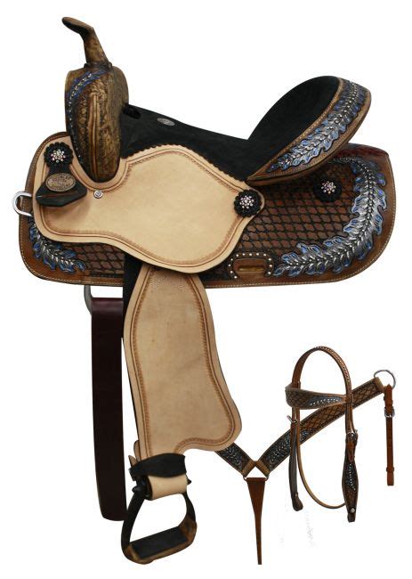 14 15 Double T Barrel Style Saddle With Oak Leaf Tooled Design